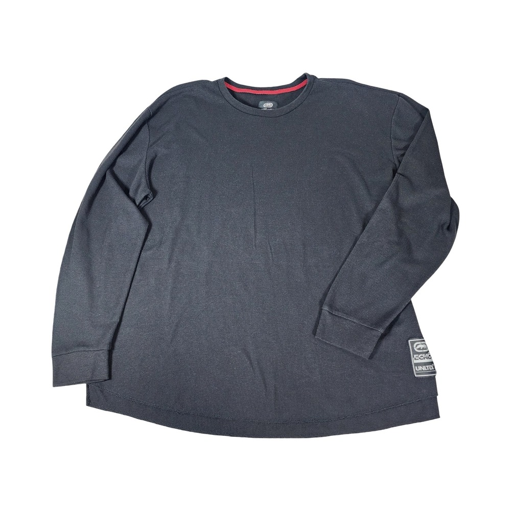 Ecko Unltd Mens 4XL Thermal Shirt Charcoal‎ Grey Waffle Knit Long Sleeve Rhino